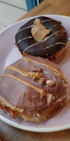 Baileys and hazelnut & chocolate and peanut butter donuts at Brammibal's Donuts - Potsdamer Platz in Berlin
