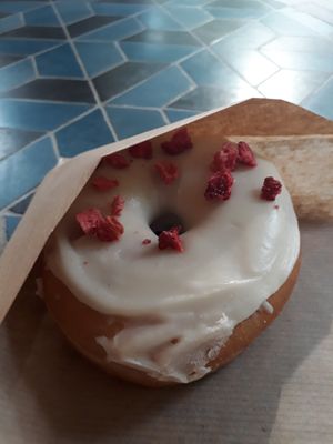 White Chocolate strawberry at Brammibal's Donuts - Potsdamer Platz in Berlin
