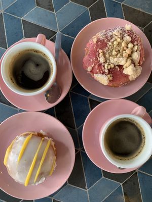 Monthly specials: red currant crumble & mango filled at Brammibal's Donuts - Potsdamer Platz in Berlin