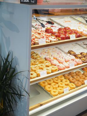 Huge selection of vegan donuts at Brammibal's Donuts - Potsdamer Platz in Berlin
