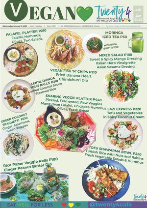 Vegan Menu Page as of January 2023 at Twenty4 in Siquijor