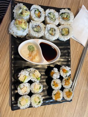 Kimchi, tofu and pumpkin sushi   at Sakura Sushi in Auroville