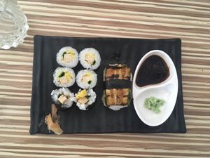 Vegan sushi   at Sakura Sushi in Auroville