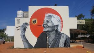 Wall painting done by Indian artist Adil at Sakura Sushi in Auroville