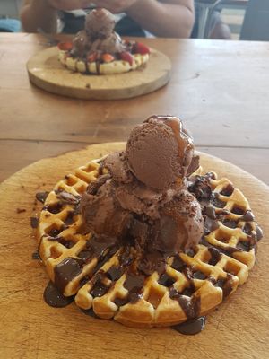 Chocolate waffles. Portion was huge! at Oh My Soul Cafe in Durban