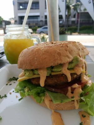 Spicy soy-patty Burger at Oh My Soul Cafe in Durban