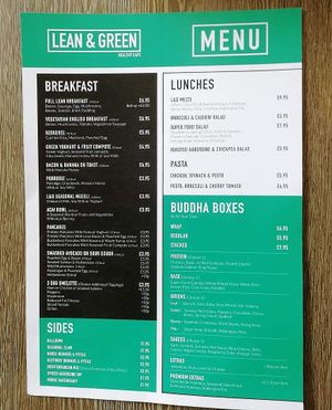 Great menu at Lean & Green in Chorley