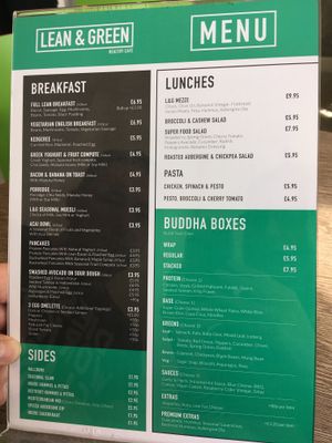 Menu at Lean & Green in Chorley