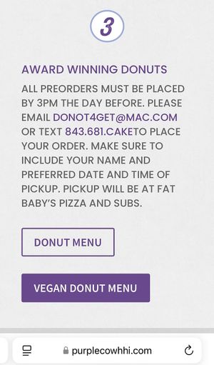 Ordering and pick up info as of 1/25 #Veganuary at The Purple Cow in Hilton Head Island