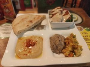 Half sandwich plate (ganoush and curry cauliflower) at Falafel Brothers - Ebisu in Tokyo