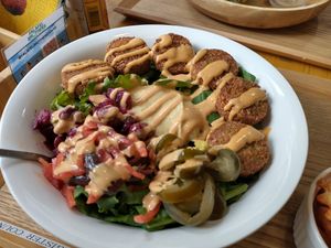 Falafel salad bowl at Falafel Brothers - Ebisu in Tokyo