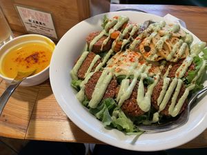 Falafel salad with soup  at Falafel Brothers - Ebisu in Tokyo