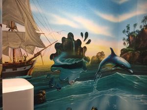 Groovy restroom at Falafel Brothers - Ebisu in Tokyo