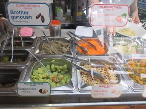 Some of the toppings you can choose from  at Falafel Brothers - Ebisu in Tokyo