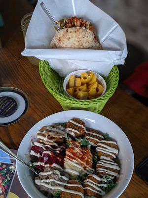 Set Meal (falafel wrap + lotus chips) at Falafel Brothers - Ebisu in Tokyo