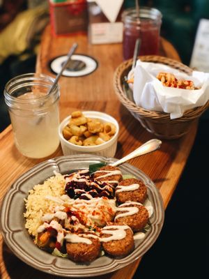 rice and falafel bowl at Falafel Brothers - Ebisu in Tokyo