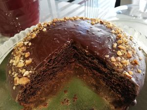Chocolate and hazelnuts cake at Agave Restaurante in Caceres