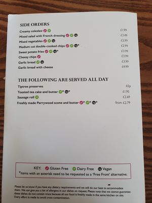 Menu page 2 at Perrywood Garden Centre in Inworth