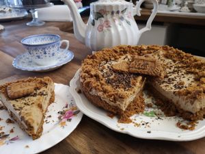 Vegan friendly BISCOFF CHEESECAKE ! at Jacksonwood Vintage Tea Room in Isle Of Sheppey