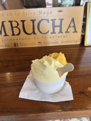Pineapple and mango gelato. Both awesome  at Wabi Gelato in Valladolid