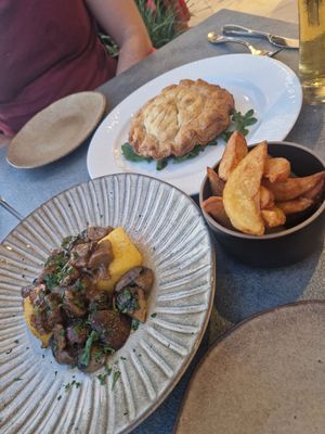 Pie and chips and the mushroom Polenta at one80 in Mellieha