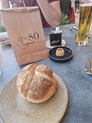 Complimentary bread and "dip" at one80 in Mellieha