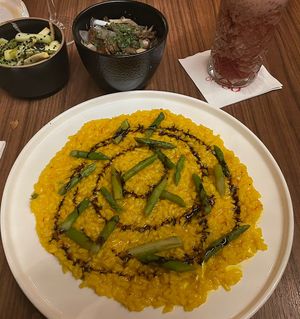 Risotto with side of sautéed onions and mushrooms (ask for no butter)  at one80 in Mellieha