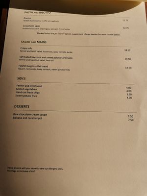 Menu 02/10/19 at one80 in Mellieha