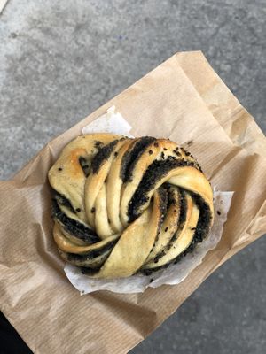 Black sesam lemon roll  at Grounded in Paris