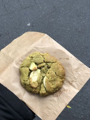 Matcha cookie with white chocolate chip  at Grounded in Paris