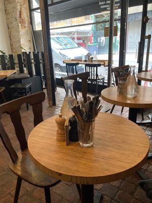 Tables to sit at Grounded in Paris