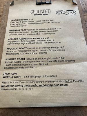 Menu   at Grounded in Paris