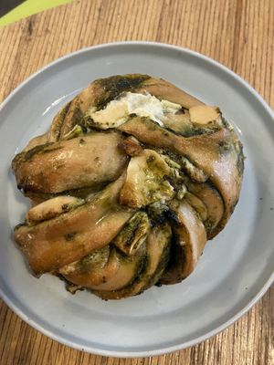 Matcha white chocolate bun  at Grounded in Paris