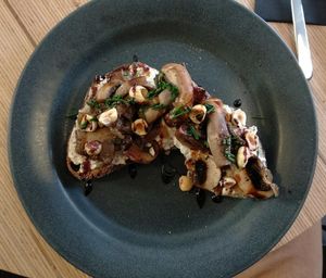 Toasted mushroom bread with cashew cheese. at Grounded in Paris