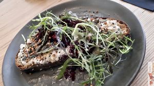 Beet Toast at Grounded in Paris