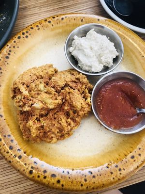 Salty scone with jam and ricotta at Grounded in Paris