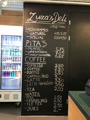 Menu at Zuza's Deli in Amsterdam