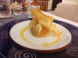 Cialda friabile con cuore di zucca at Emanuele Di Biase in Perugia