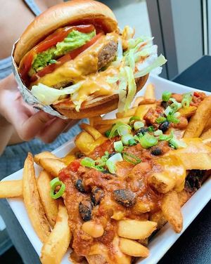 Tex-Mex Burger and Chili-Cheese Fries at Stand-Up Burgers in Berkeley