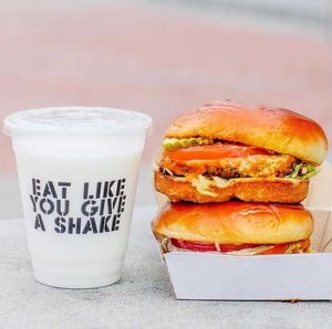 The Free Bird Burger and Vanilla Shake at Stand-Up Burgers in Berkeley