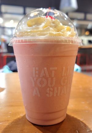 Strawberry shake regular size at Stand-Up Burgers in Berkeley