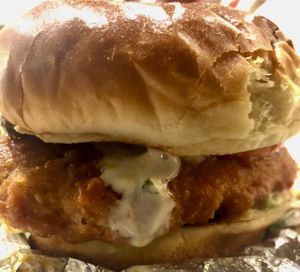 Chic’n burger omg yes  at Stand-Up Burgers in Berkeley