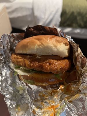 Buffalo chick’n sandwich   at Stand-Up Burgers in Berkeley