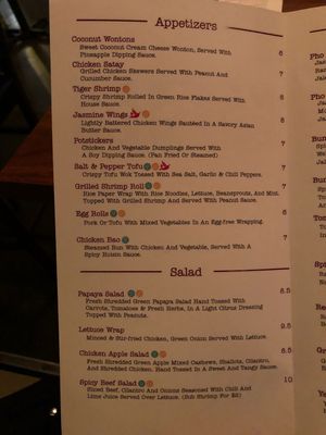Lots of vegan options, indicated by the green V at Jasmine 26 Hotspot in Minneapolis