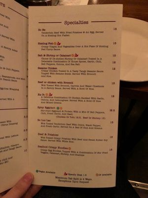Menu at Jasmine 26 Hotspot in Minneapolis