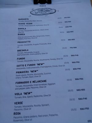 Menu at Majstor i Margarita in Belgrade