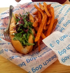 Chickpea dog at Beach Dog in San Jose Del Cabo