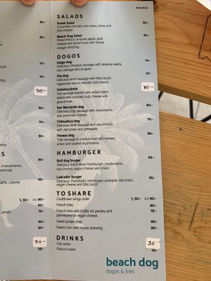 Menu at Beach Dog in San Jose Del Cabo