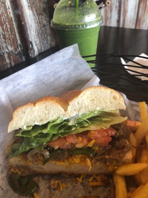 Philly and Green Snoothie at Empire Bagels in Brewster