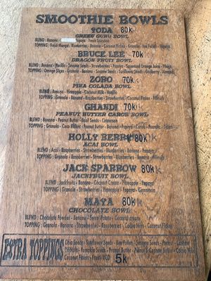 Menu  at Green Guru in Canggu